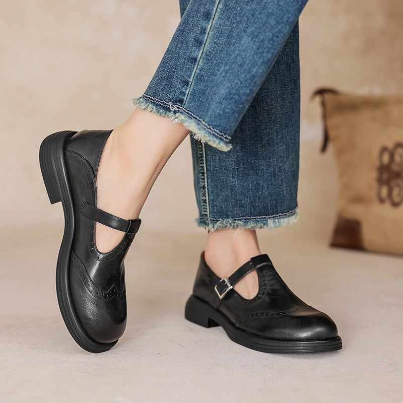 CAMILLE – VINTAGE T-STRAP LEATHER SHOES